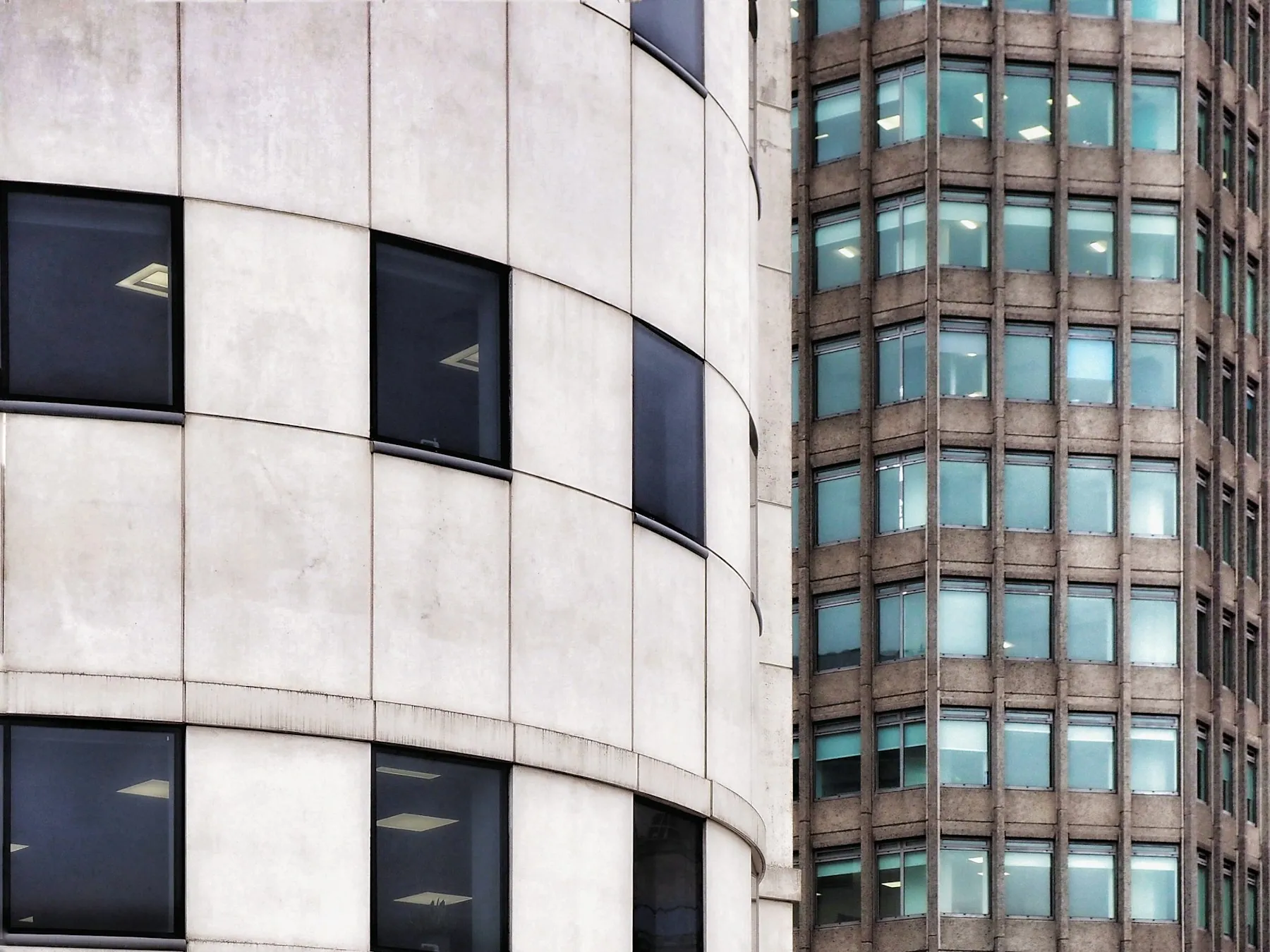 Commercial buildings with patterned facades