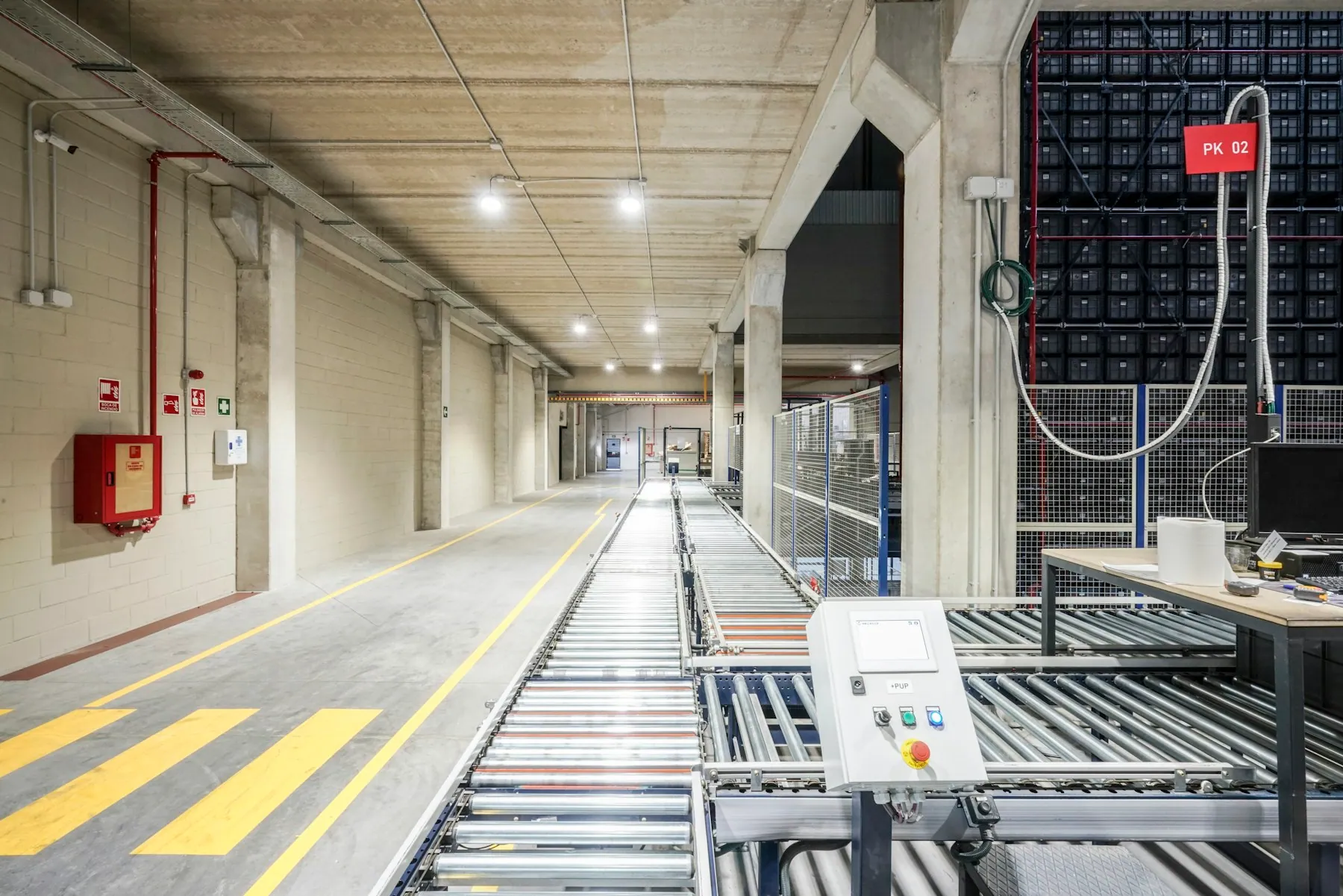 Conveyor equipment inside an industrial facility